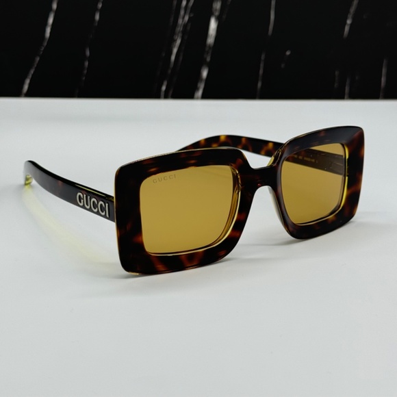 NEW GG1718S 002 GUCCI HAVANA YELLOW SQUARE WOMEN GUCCI SUNGLASSES - Picture 4 of 11